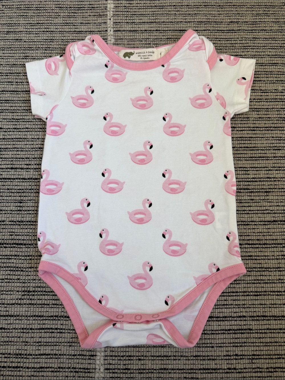 Monica + Andy 9-12 NO Flamingo Print Bodysuit